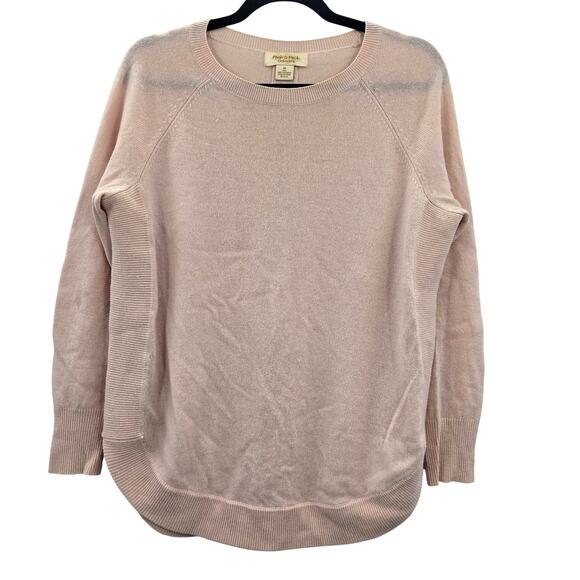 Peck & Peck Sweater Womens Medium Pink 100% Cashmere Button Back Pullover - Picture 1 of 6